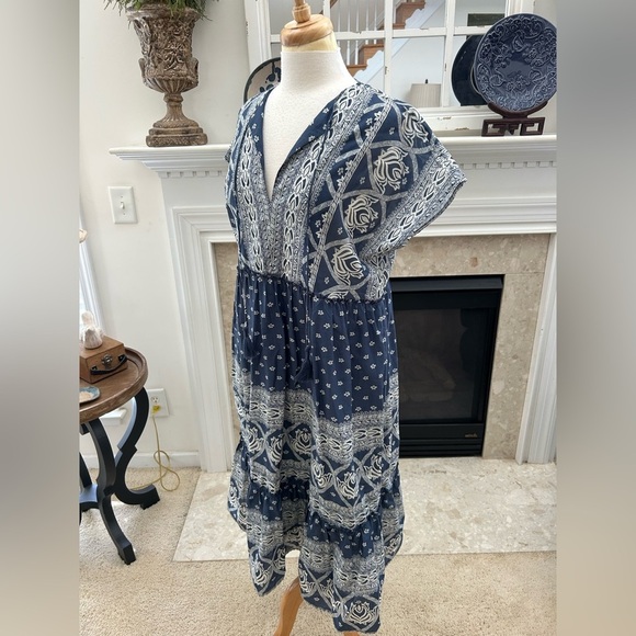 Melissa Neptune Blue and White Patterned Boho Dress - Picture 6 of 10